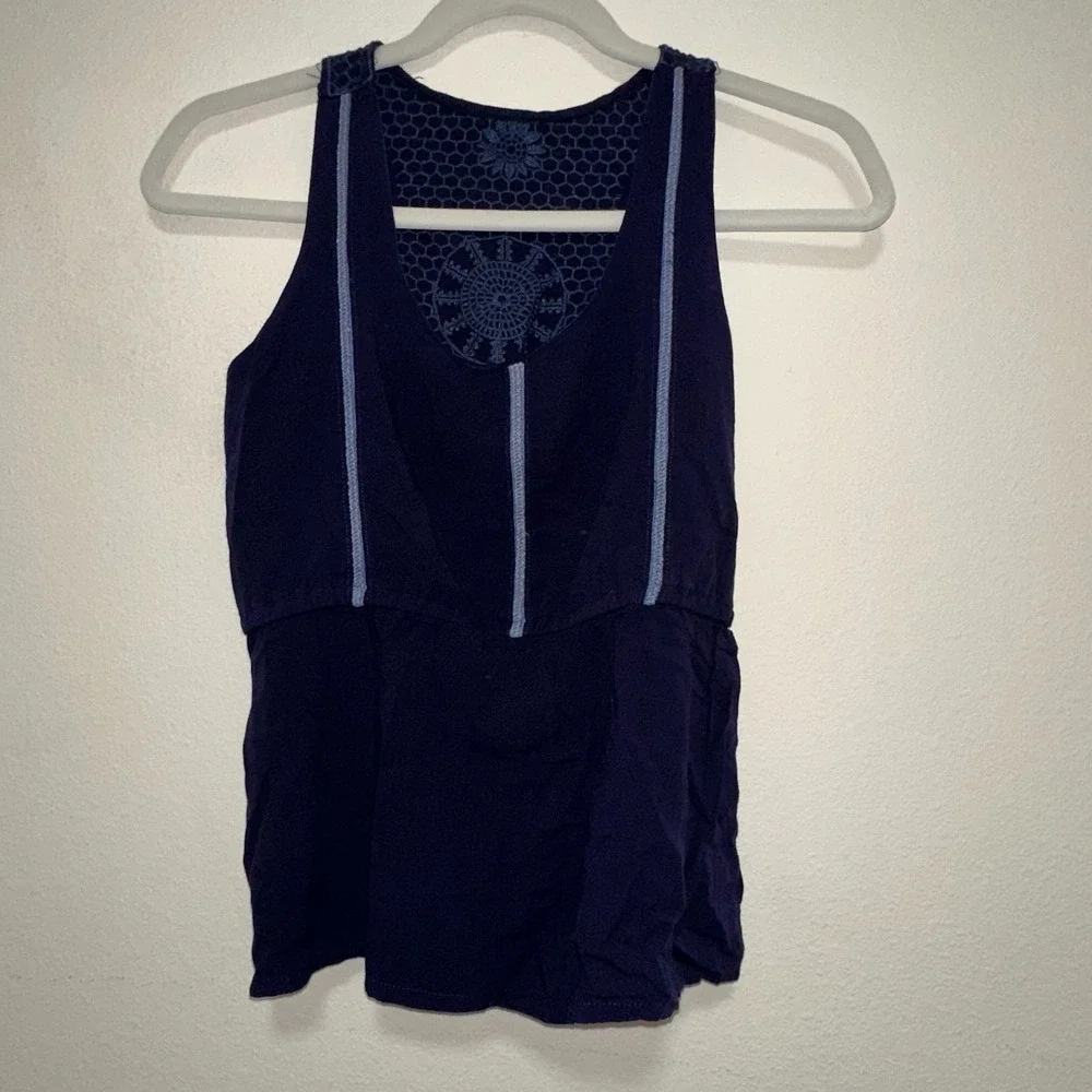 Unbranded Lace Back Racerback Tank Top Women S Navy‎ Blue Shirt